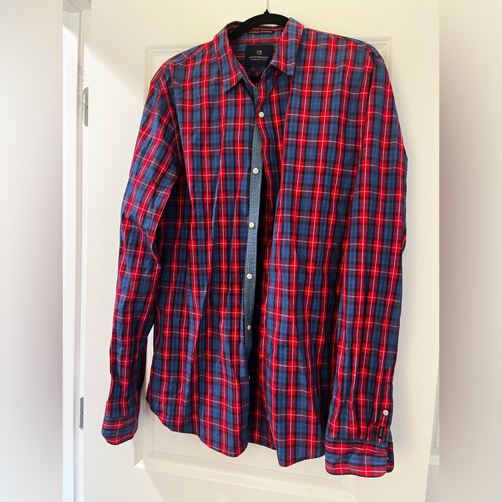 Scotch and soda plaid button down shirt